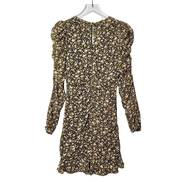 ASTR The Label Green Ruched Micro Floral V Neckline Women’s Mini Dress Sz M - Picture 8 of 12